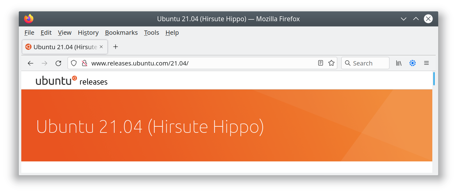 Screenshot of Ubuntu release page
