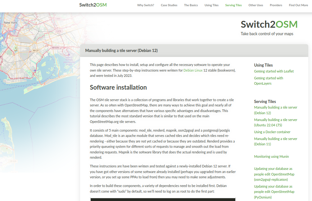 Screenshot of switch2osm page