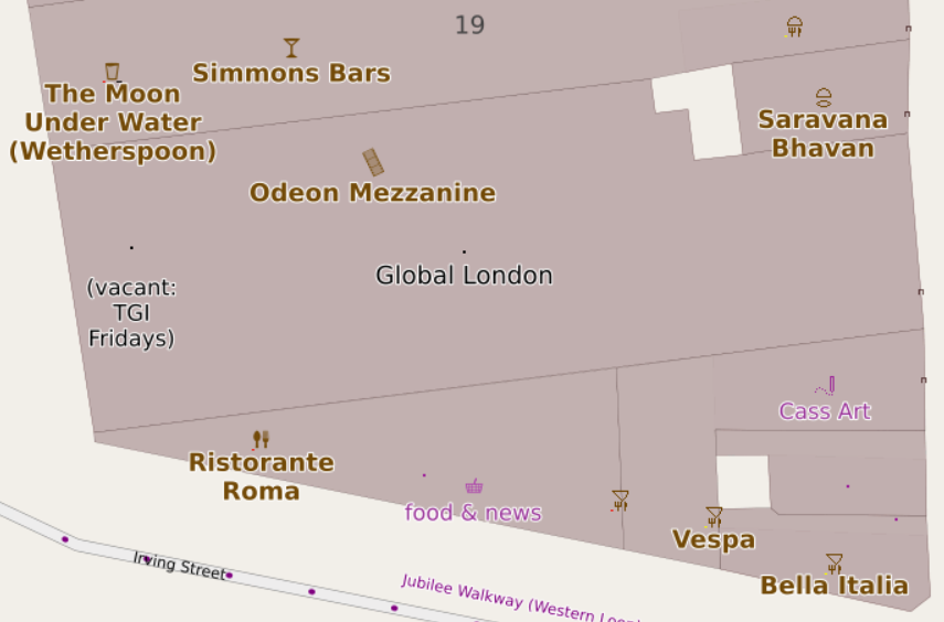 Some restaurants in London (raster)