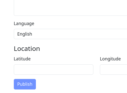 The language chooser when creating a new diary entry